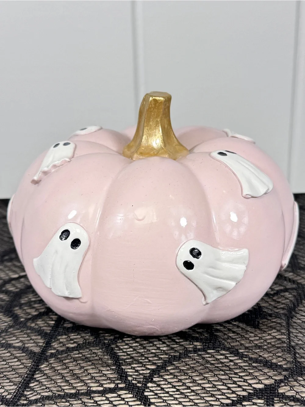 NEW Pink Pumpkin with Ghosts Halloween Decor
